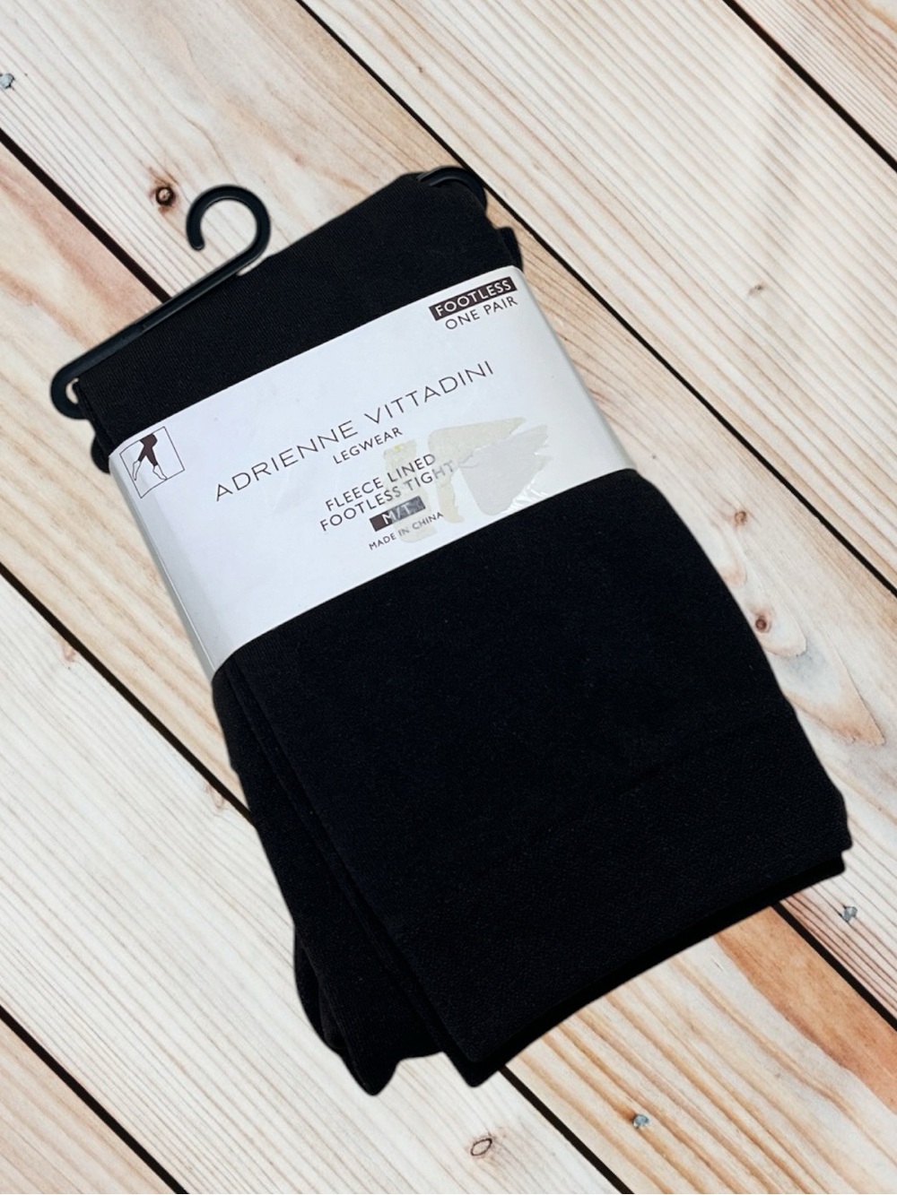 NWT Adrienne Vittadini M brown fleece footless tights